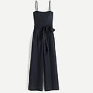 J Crew Tie-waist Linen Jumpsuit, black, size 2